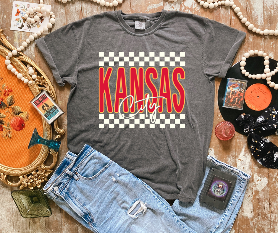 Retro Checkered Kansas City Pepper Tee - The Red Rival