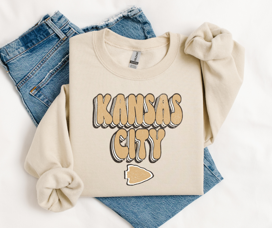 Neutral Retro Kansas City Arrowhead Tan Sweatshirt - The Red Rival