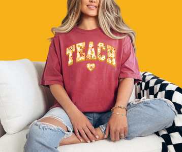 Gold Teach Daisies Crimson Tee - The Red Rival