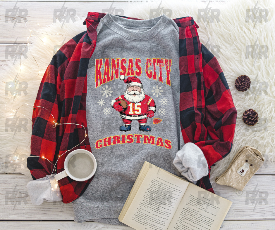 Kansas City Christmas Santa Grey Sweatshirt