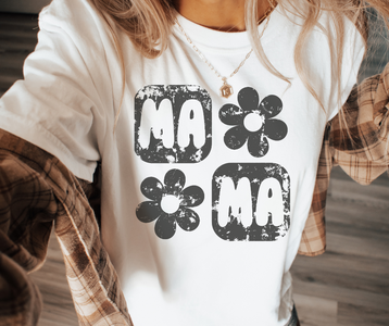 Mama Flower Power Squares Ivory Tee - The Red Rival