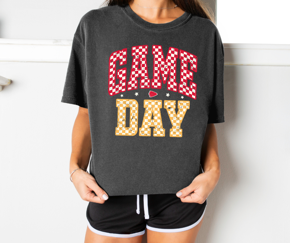 KC Colored Checkered Game Day Pepper Tee - The Red Rival