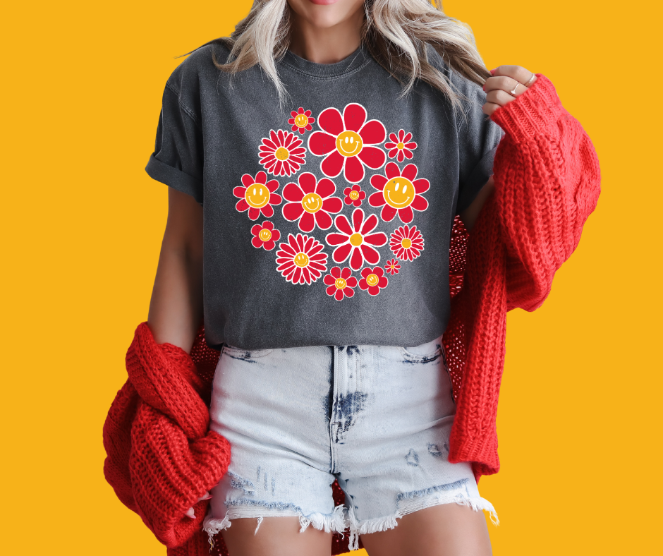 KC Happy Flowers Pepper Tee - The Red Rival