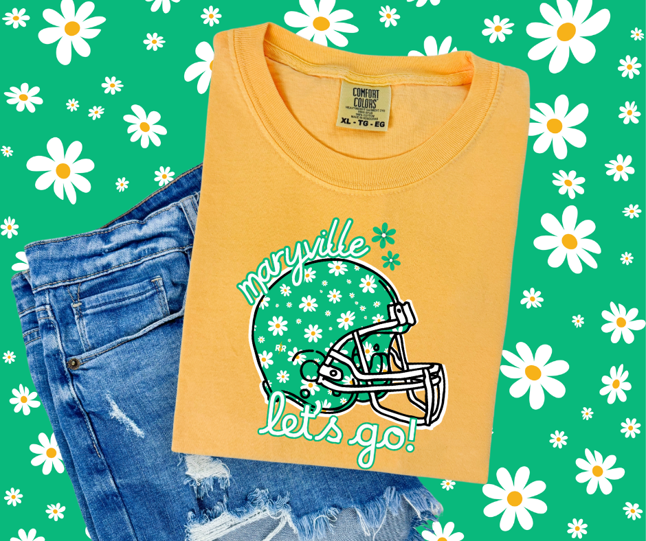 Maryville Let's Go Green Daisy Helmet Gold Tee - The Red Rival