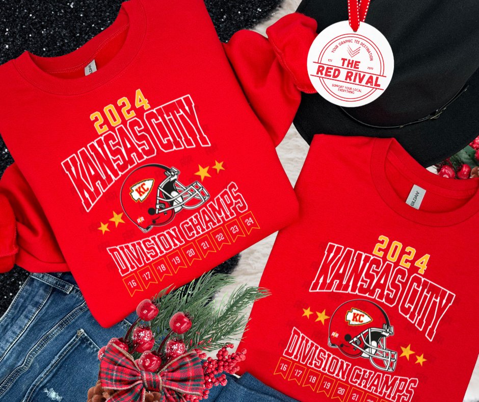 2024 Kansas City Division Champs RED Sweatshirt or Tshirt (FINAL SALE) - Wholesale - The Red Rival