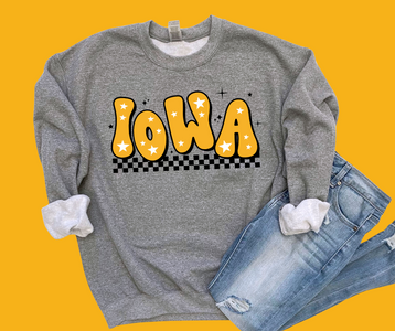 Retro Black & Gold Star Iowa Grey Sweatshirt - The Red Rival