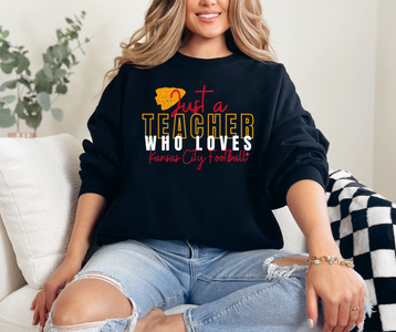 Just A Teacher Who Loves Kansas City Football Black Sweatshirt - The Red Rival