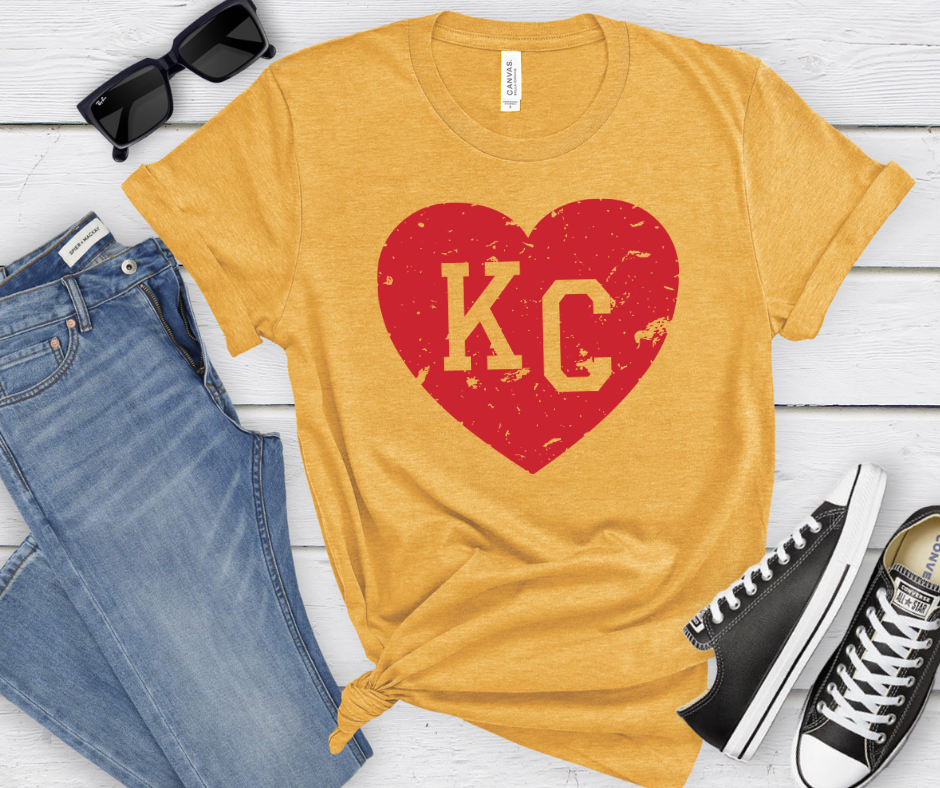 Red KC Heart Heather Mustard Tee - The Red Rival