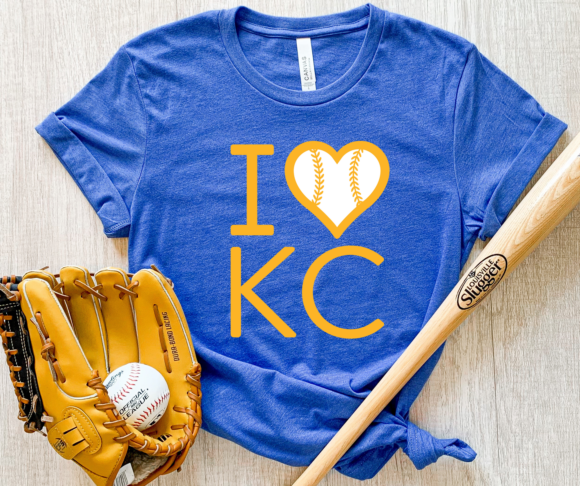 I Heart KC Baseball Heather Royal Blue Tee - The Red Rival