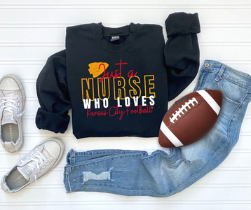 Just A Nurse Who Loves Kansas City Football Black Sweatshirt - The Red Rival