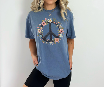 Boho Flowers Peace Sign - The Red Rival