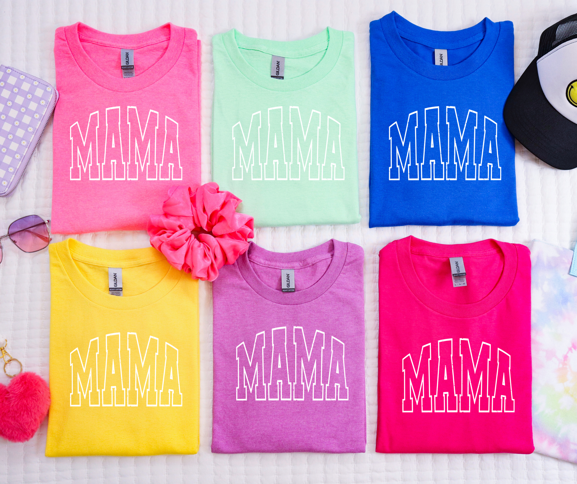 Bight Colored Varity Mama Outlined Graphic Tees - The Red Rival