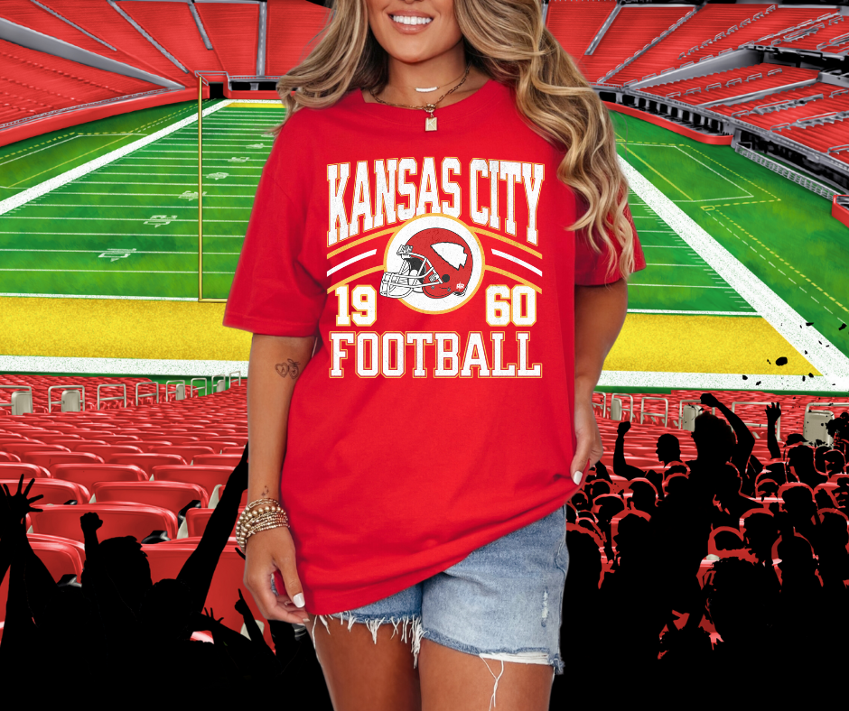 Retro Kansas City Football 1960 Helmet Red Tee - The Red Rival