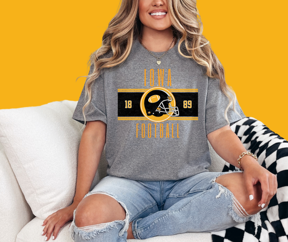 Vintage Black & Gold Iowa Football Grey Tee - The Red Rival