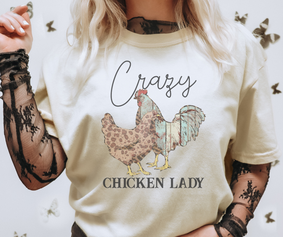 Crazy Chicken Lady Ivory Tee - The Red Rival