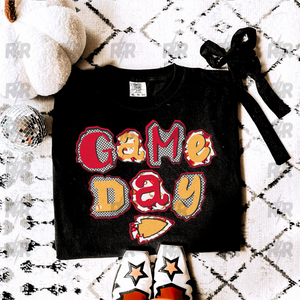 Torn Paper Game Day Black Tee - The Red Rival