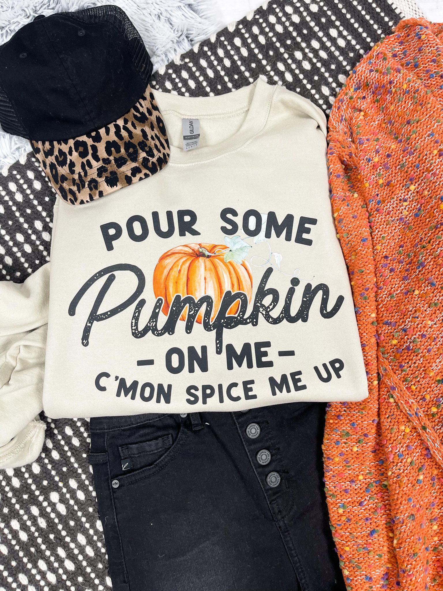 Pour Some Pumpkin on Me Tan Sweatshirt - The Red Rival