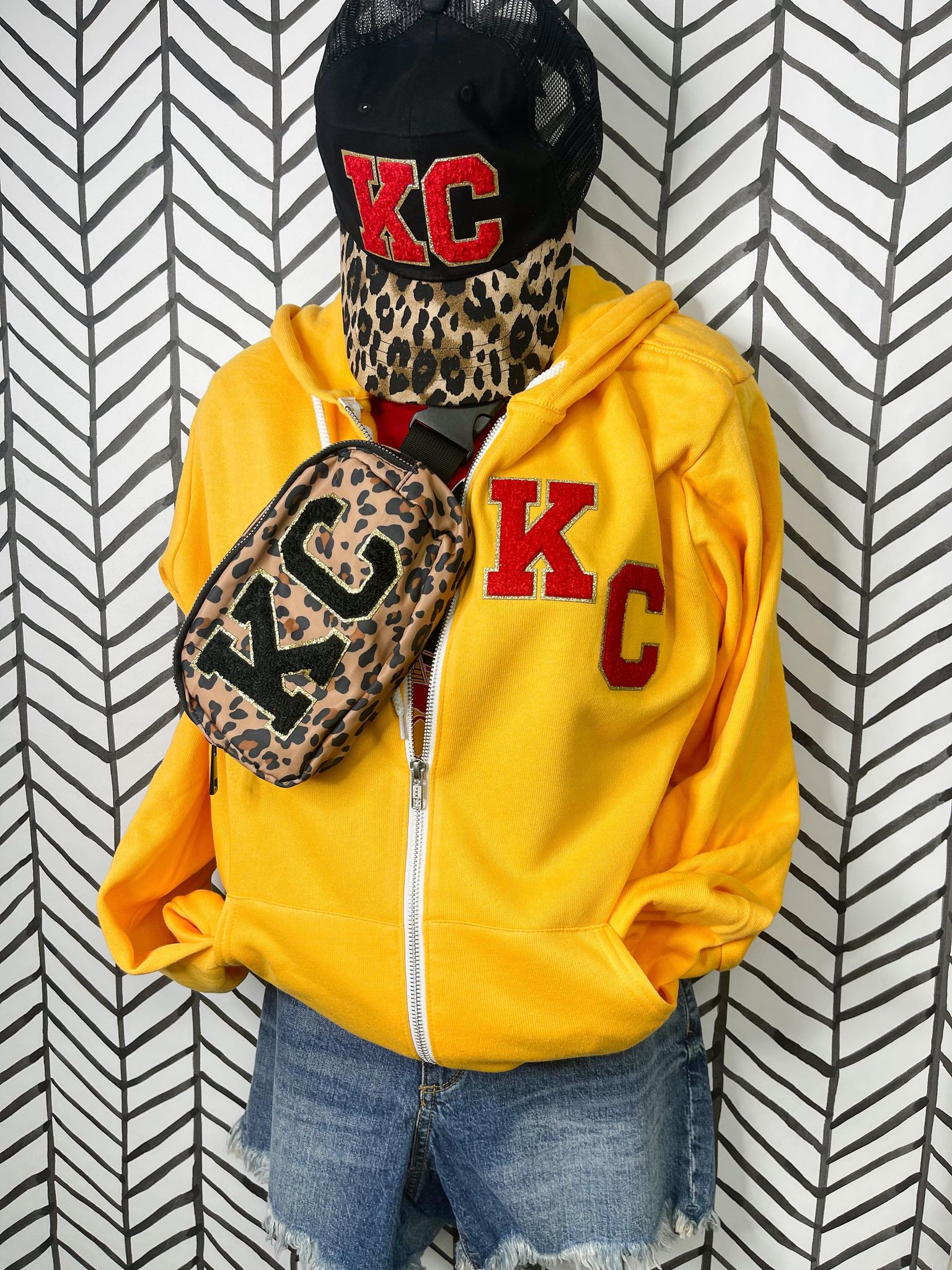 Gold Full Zip Jacket Red Chenille Letters - The Red Rival