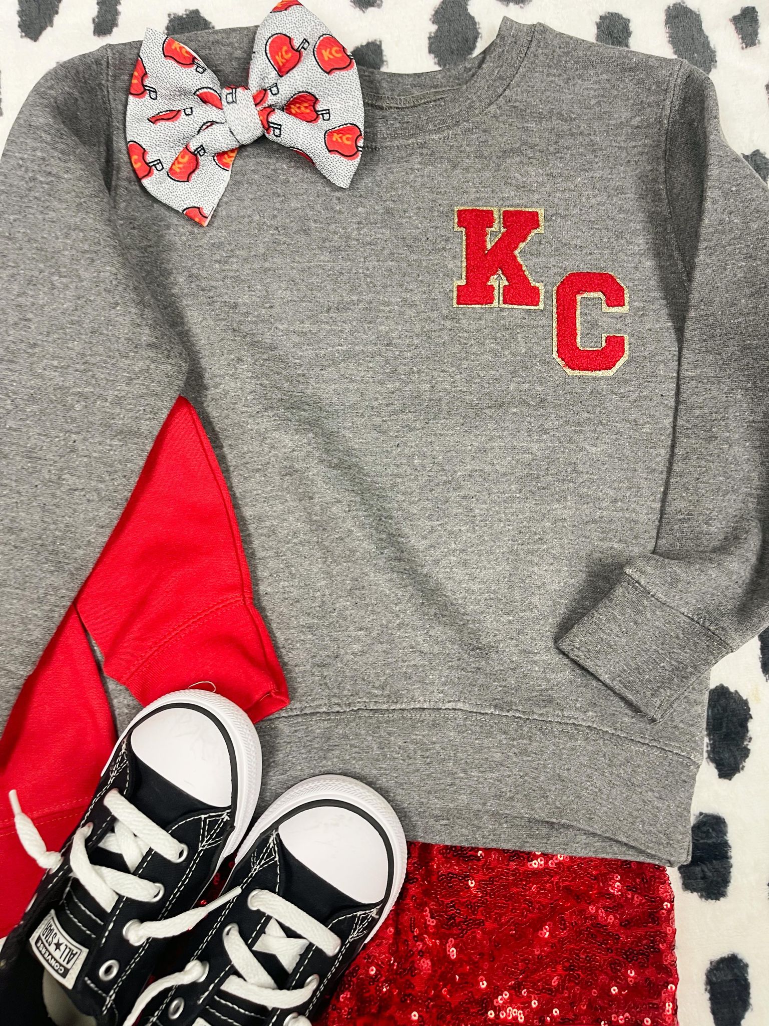 Kansas City Leopard Tee and Retro Hoodie LAT Leopard Tee / Youth Large