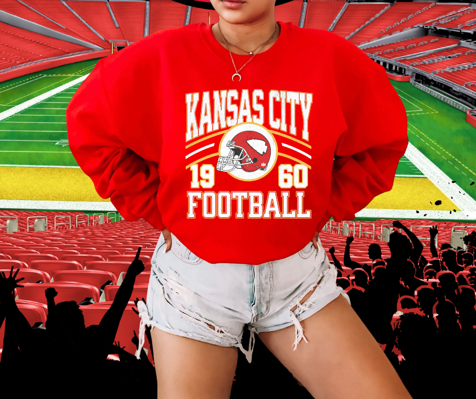 Retro Kansas City Football 1960 Helmet Red Sweatshirt