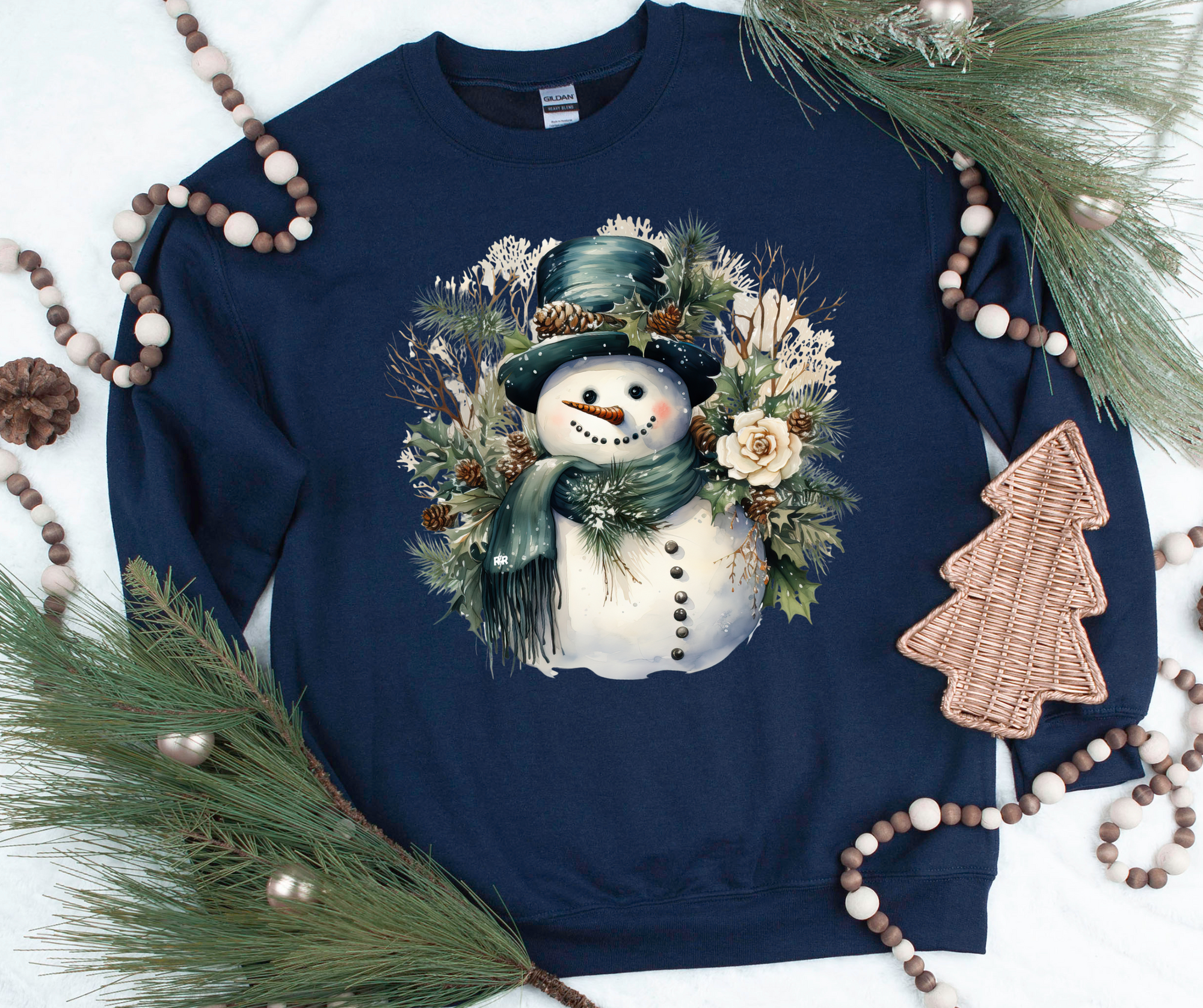 Watercolor Snowman Navy Sweatshirt