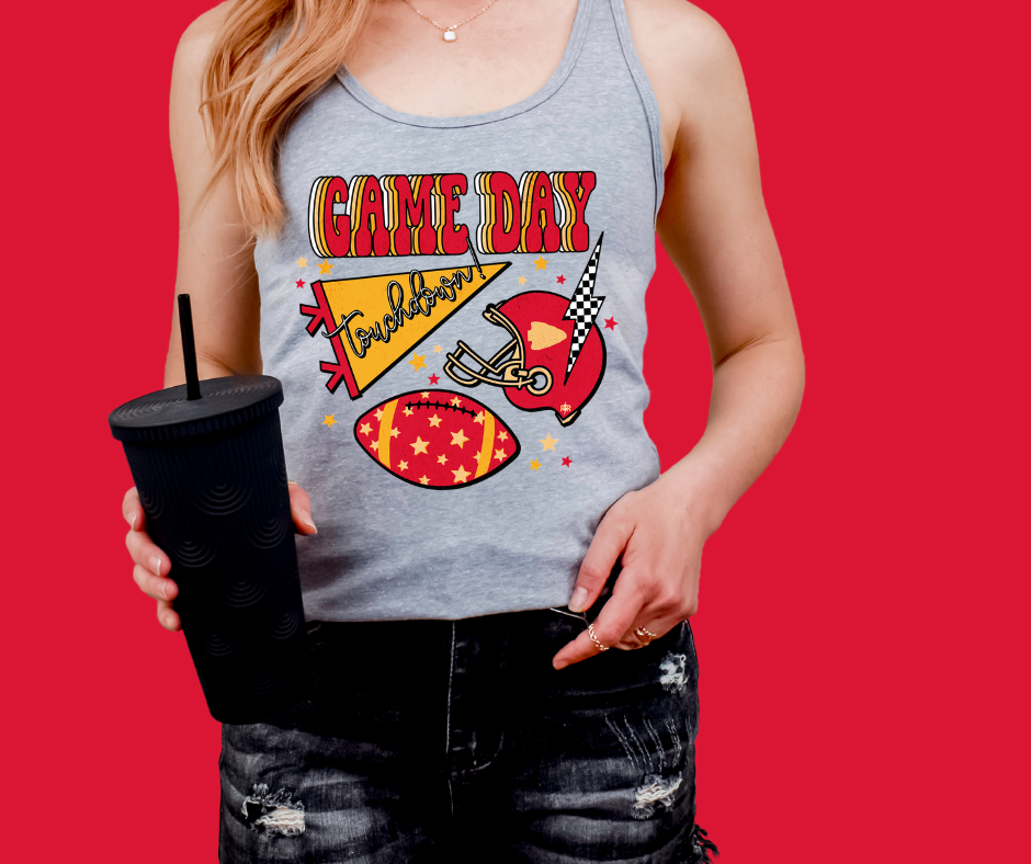 Game Day Icon Collage Grey Tank - The Red Rival