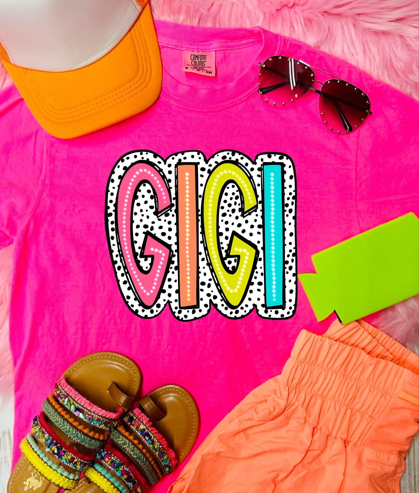 Gigi Dalmatian Dot Neon Pink Tee - The Red Rival