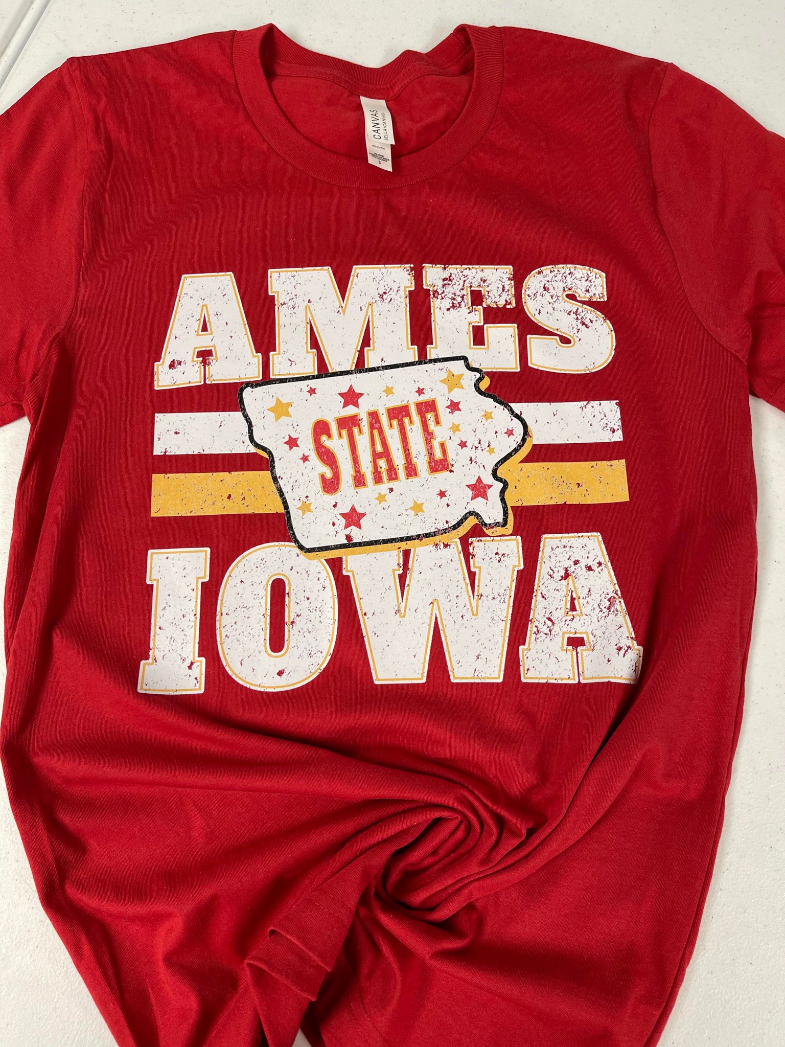 Distressed Ames Iowa Maroon Tee - The Red Rival