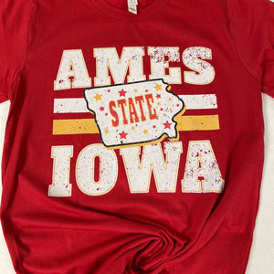 Distressed Ames Iowa Maroon Tee - The Red Rival