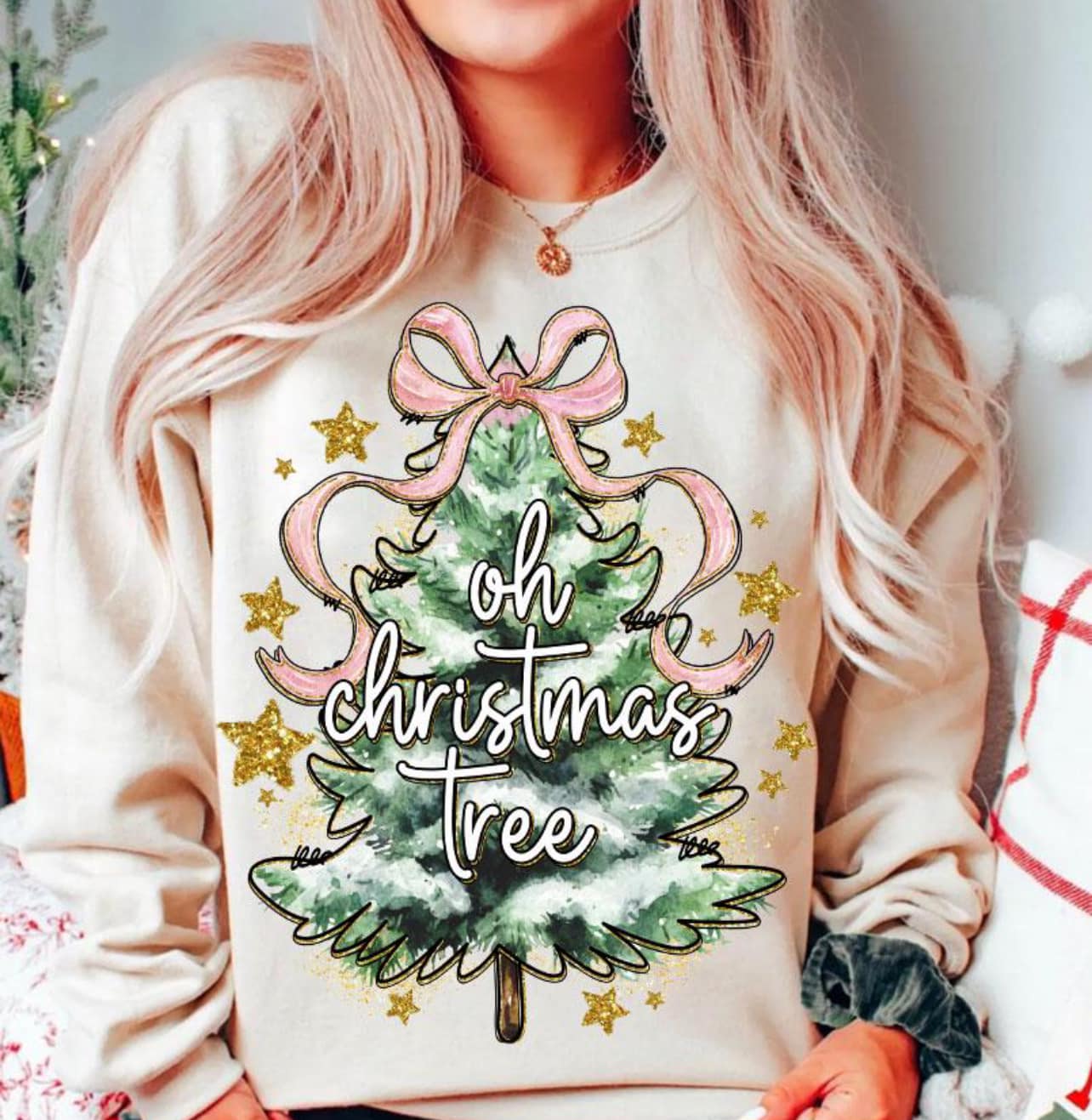 Oh Christmas Tree Tan/Cream Sweatshirt