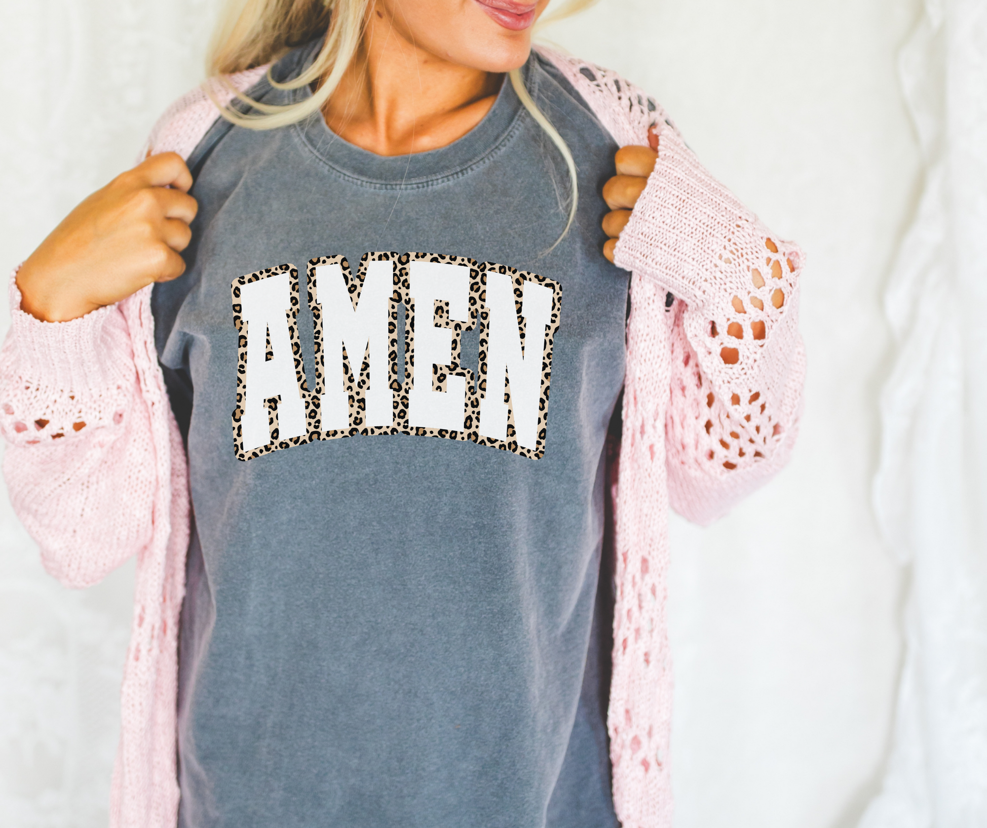 AMEN with Leopard Outline Pepper Graphic Tee - The Red Rival