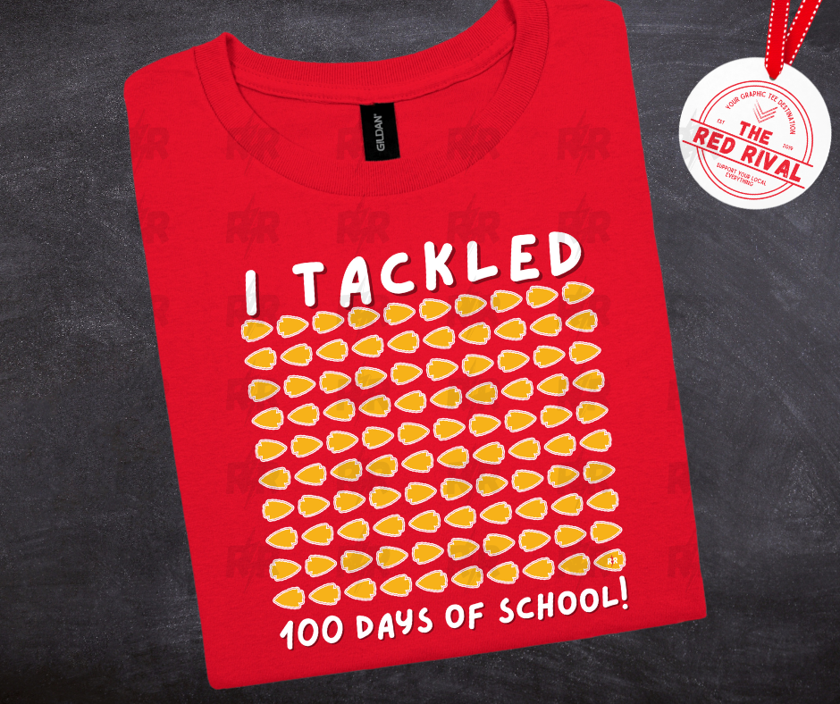 100 Arrowheads - I Tackled 100 Days of School Red Tee or Sweatshirt