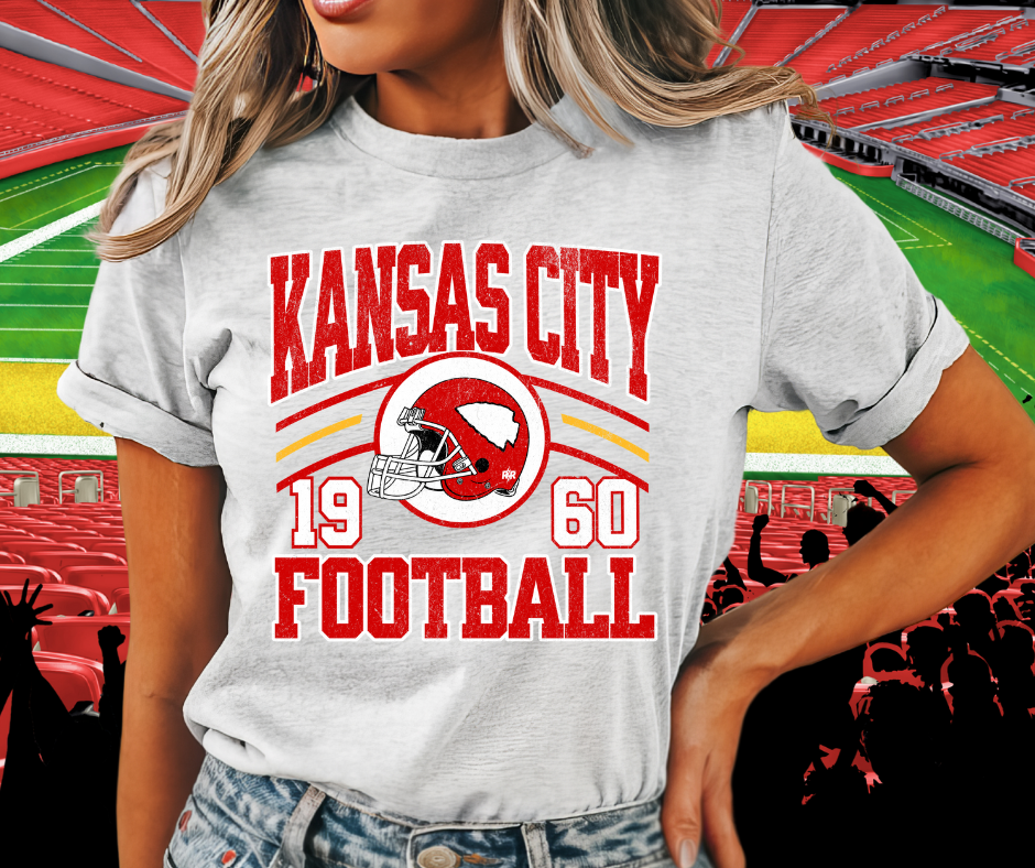 Retro Kansas City Football 1960 Helmet Ash Tee - The Red Rival