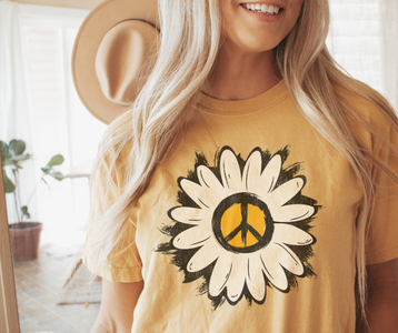 Peace Sunflower Mustard Tee - The Red Rival