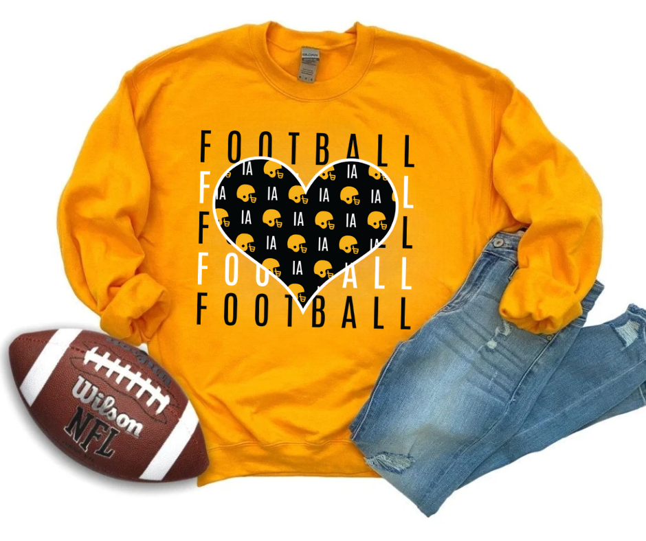Iowa Heart Football Repeat Gold Sweatshirt