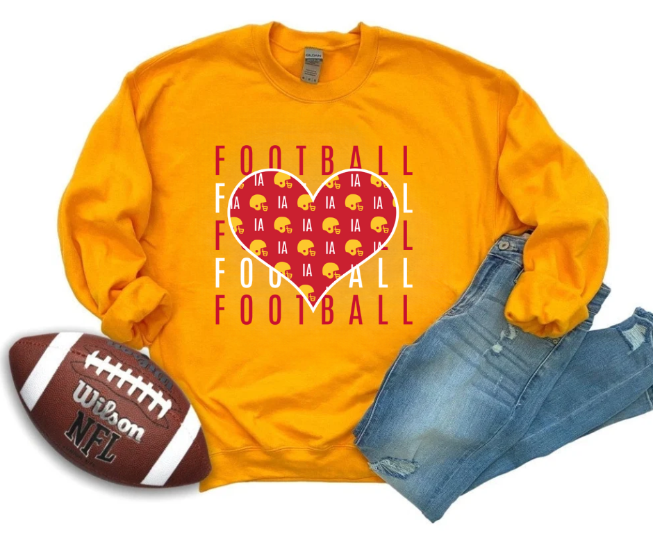 Iowa State Football Heart Repeat Gold Sweatshirt