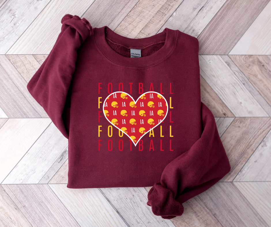 Iowa State Football Heart Repeat Maroon Sweatshirt