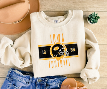 Vintage Black & Gold Iowa Football Tan/Cream Sweatshirt - The Red Rival