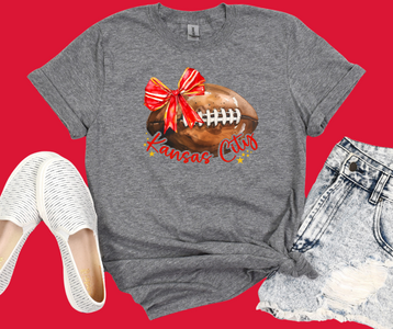 Kansas City Watercolor Football Grey Tee - The Red Rival