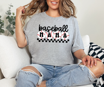 Baseball Mama Grey Tee - The Red Rival