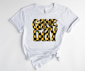 Black and Gold Checked Game Day Ash Graphic Tee - The Red Rival