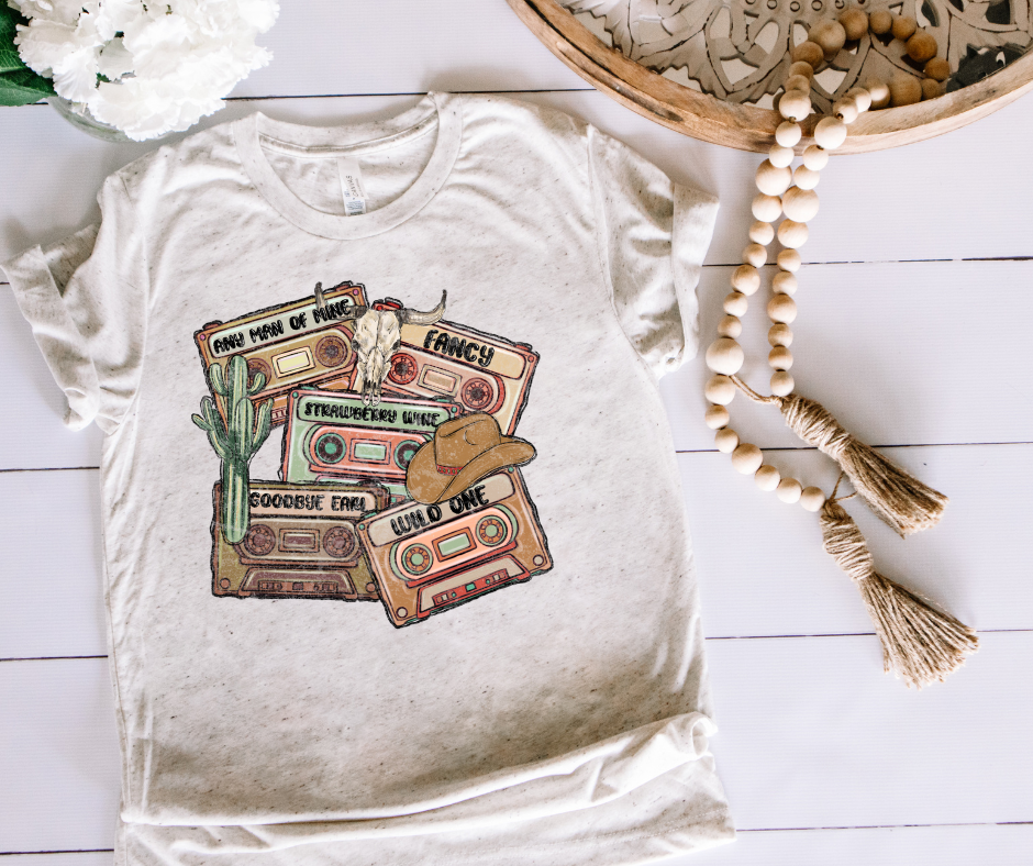 90s Country Cassettes Oatmeal Tee - The Red Rival