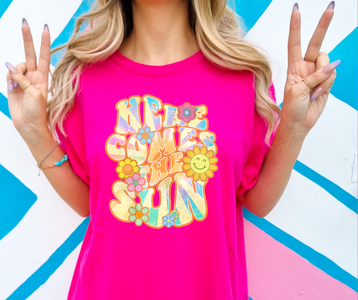 Here Comes The Sun Hot Pink Tee - The Red Rival