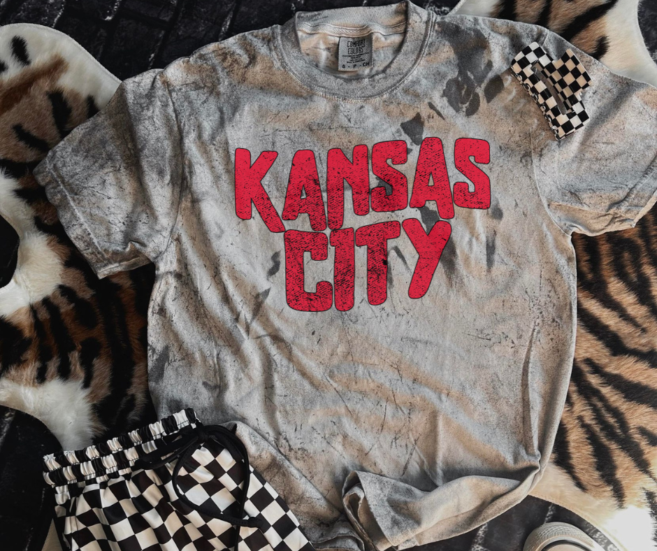 Red Grunge Kansas City Grey Tie Dye Tee - The Red Rival