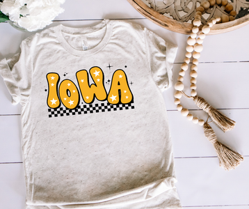 Retro Black & Gold Star Iowa Oatmeal Tee - The Red Rival