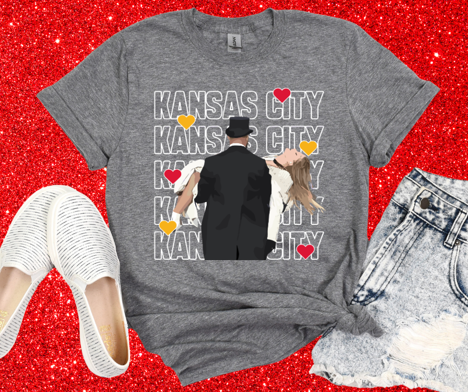 Kansas City Red/Gold Hearts Era Grey Tee - The Red Rival