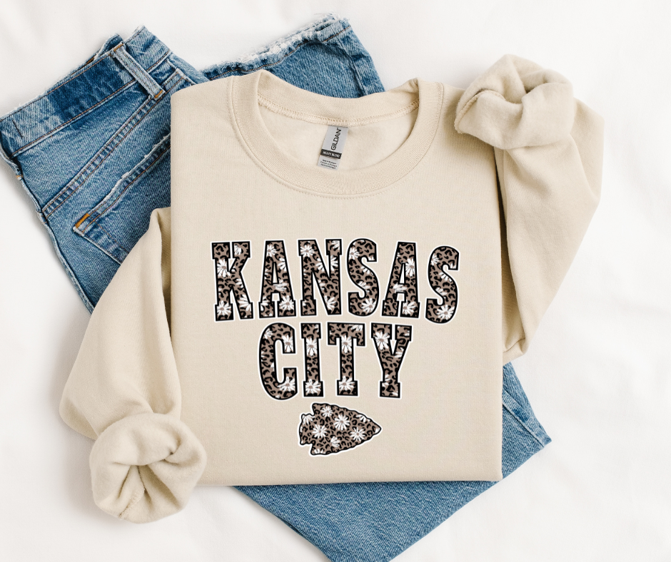 Daisy Leopard Kansas City Arrowhead Sweatshirt (Select Your Color) - The Red Rival