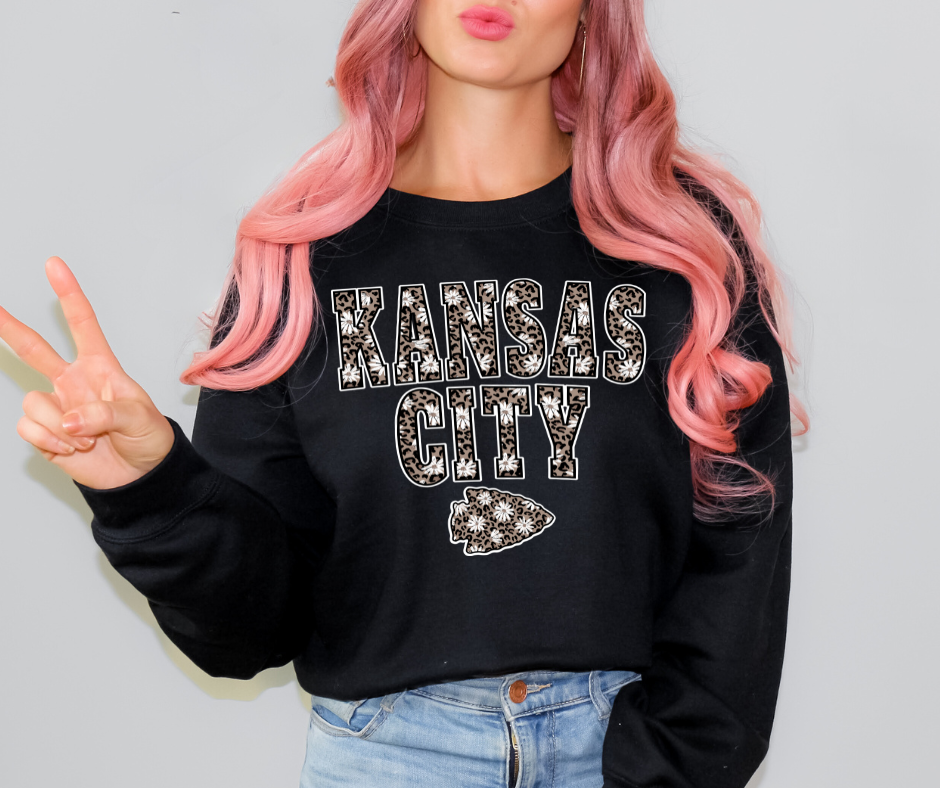 Daisy Leopard Kansas City Arrowhead Sweatshirt (Select Your Color) - The Red Rival