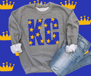 Blue KC Yellow Stars Grey Graphic Sweatshirt - The Red Rival