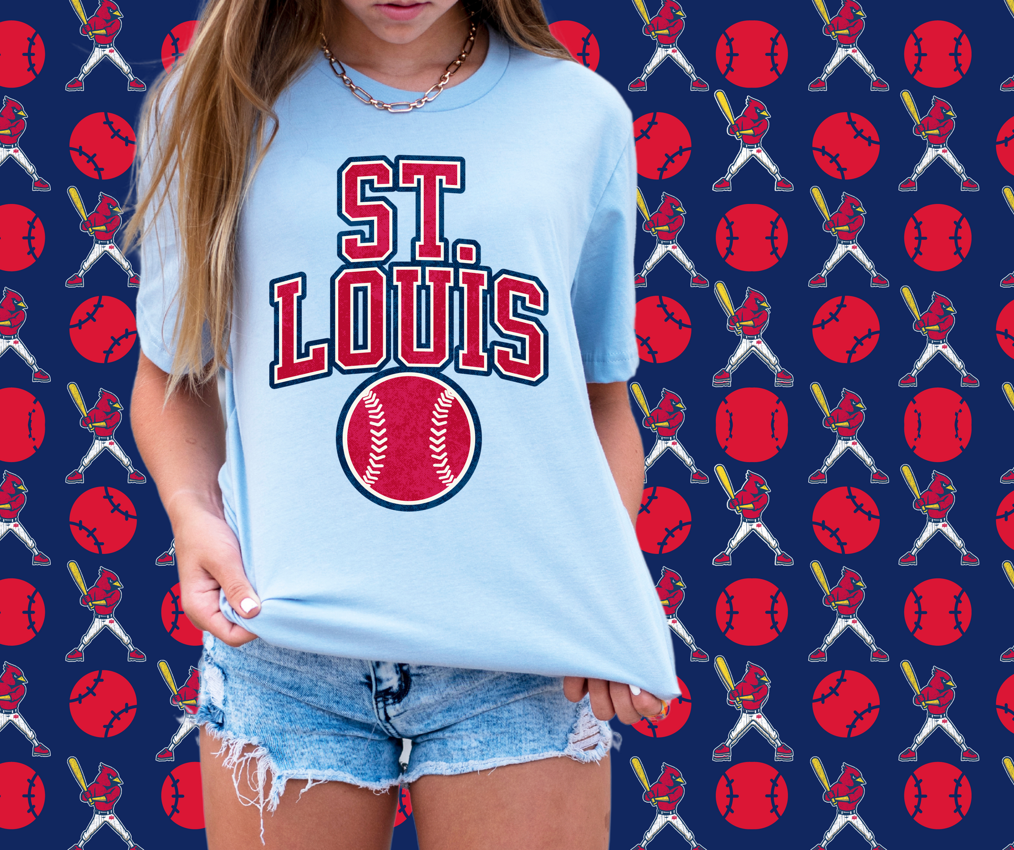 St. Louis Baseball Light Blue Graphic Tee - The Red Rival